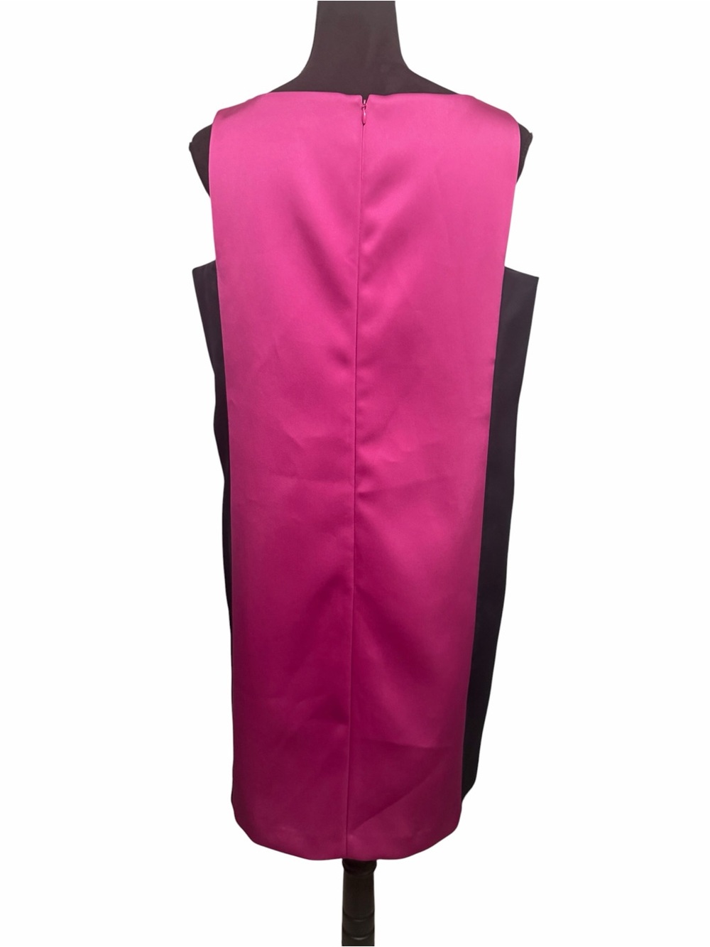 Club Monaco Sleeveless V-Neck Colourblock Dress Magenta Black - Picture 3 of 9